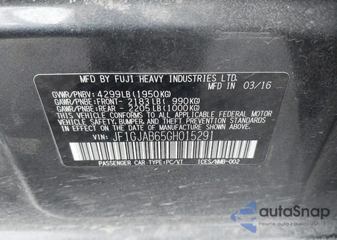 2016 Subaru Impreza 2.0I Premium z USA, uszkodzony, nr VIN JF1GJAB65GH015291